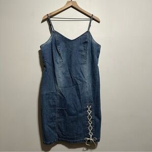Vintage Venezia Blue Wash Denim Y2K Dress Adjustable Straps Size 16 Women’s